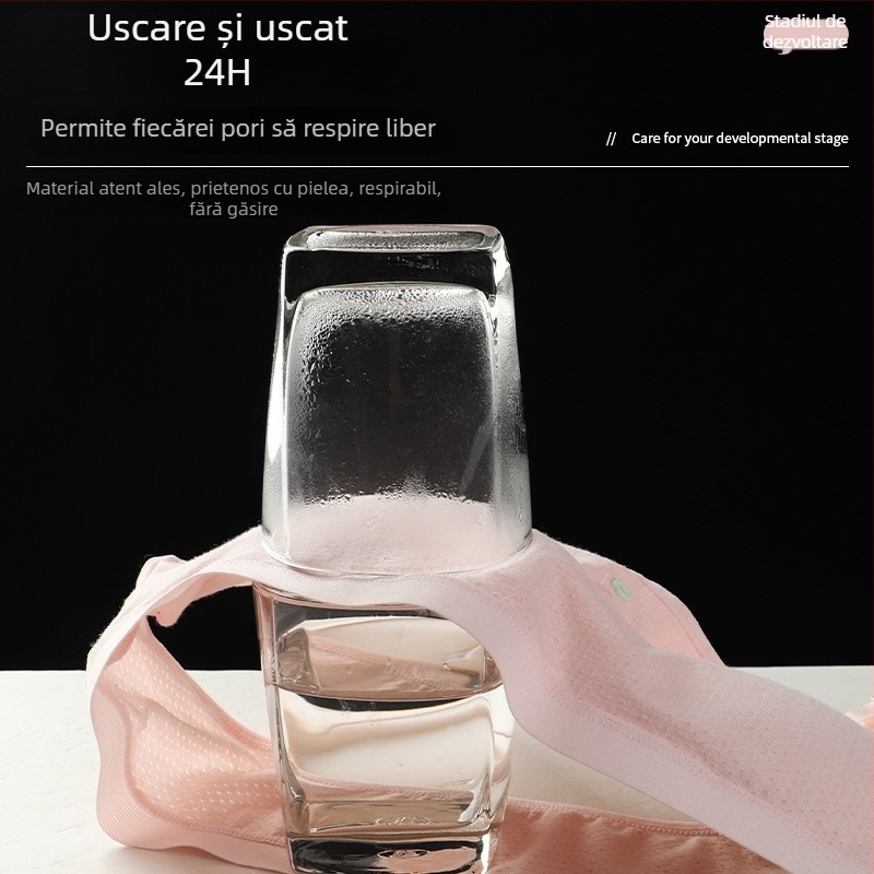 Sutien din bumbac pentru adolescente, cupe 3/4, forme subțiri, bretele fixe dublu, respirabil și confortabil