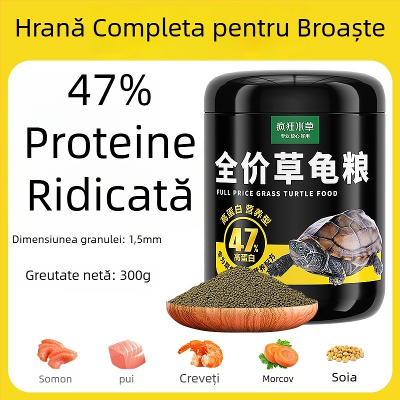Crazy Water Grass hrană granulară pentru țestoase de apă – pentru țestoase tinere, cu proteine ridicate, tip granule, 300 g sau 500 g, hrană pentru animale de companie acvatice