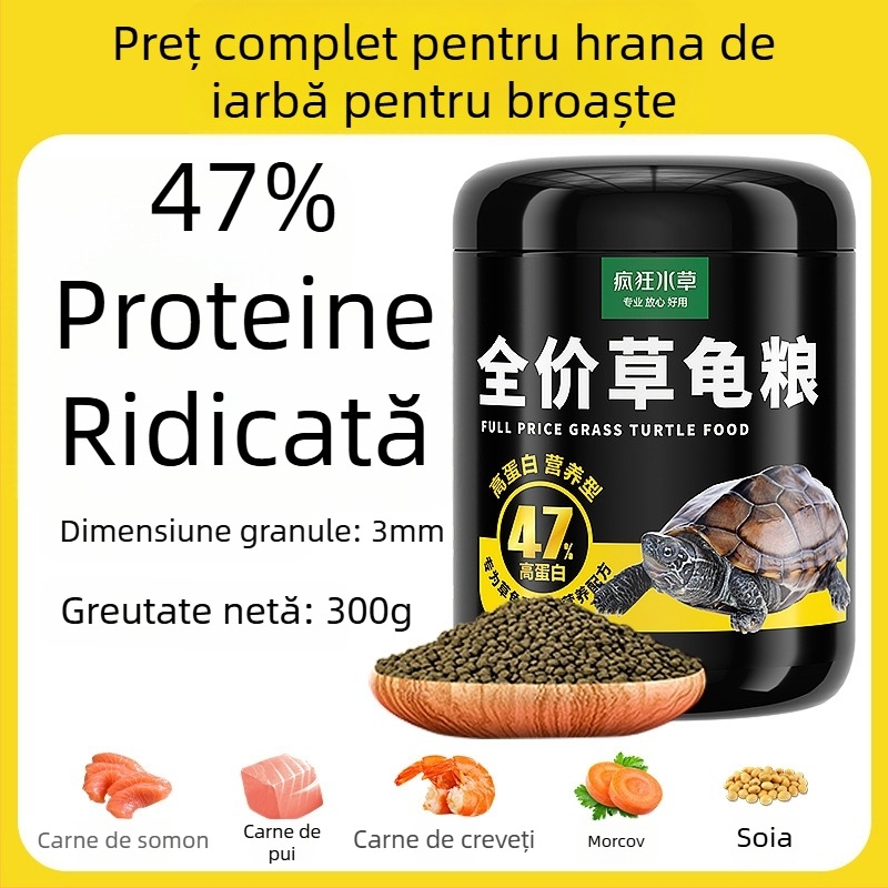 Crazy Water Grass hrană granulară pentru țestoase de apă – pentru țestoase tinere, cu proteine ridicate, tip granule, 300 g sau 500 g, hrană pentru animale de companie acvatice