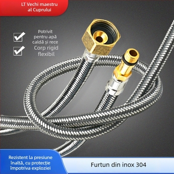 Furtun de alimentare din oțel inoxidabil pentru robinet – 304, 1.5 MPa, 0–95°C, conexiune filetată