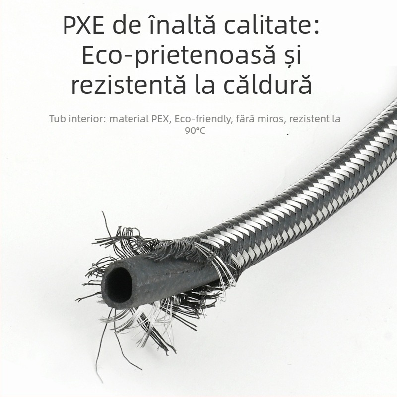 Furtun de alimentare din oțel inoxidabil pentru robinet – 304, 1.5 MPa, 0–95°C, conexiune filetată
