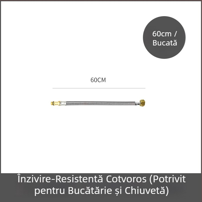 Furtun de alimentare din oțel inoxidabil pentru robinet – 304, 1.5 MPa, 0–95°C, conexiune filetată