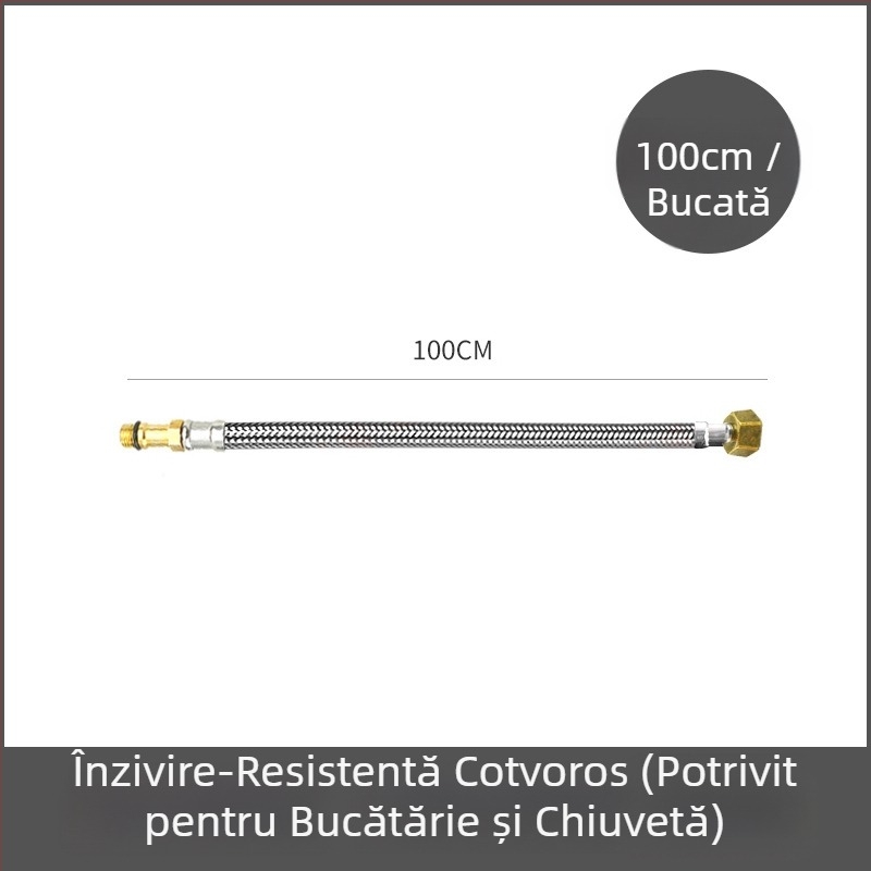 Furtun de alimentare din oțel inoxidabil pentru robinet – 304, 1.5 MPa, 0–95°C, conexiune filetată