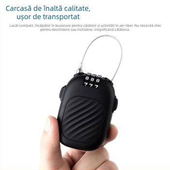 Încuietoare numerică retractabilă cu sârmă de oțel pentru cască de motocicletă, coș, bagaj și mașinuță de jucărie — tijă de 2 mm, ABS plastic + oțel, Model JH13