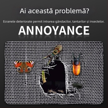 Patch autoadeziv pentru repararea găurilor în plasele de țânțari pentru ferestre și uși