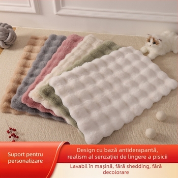 Cuib din velur pentru pisici și câini – cald, antiderapant, circular, pentru interior și utilizare în mașină, toate sezoanele
