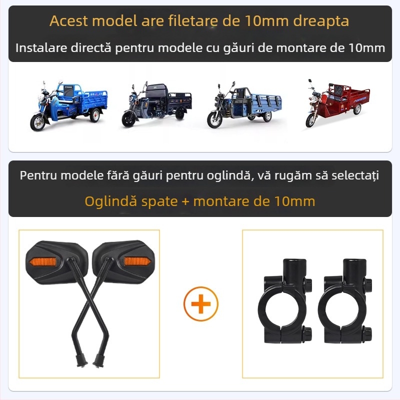 Oglindă retrovizoare pentru motociclete și tricicluri | Material PC | Mojielong