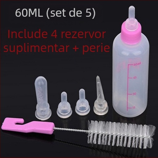 Sticlă de hrănire din plastic pentru animale de companie, 100 ml, pentru pisici, câini, hamsteri și chinchile
