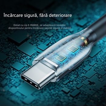 K5G Cablu de încărcare rapidă împletit cu trei interfețe: Lightning, Micro USB și Type-C; 66W Încărcare rapidă; compatibil cu Apple, Huawei, Xiaomi