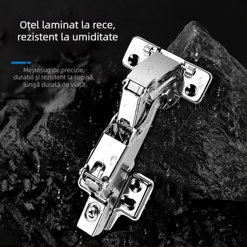 Balama cu amortizor la 180° – balama pentru ușa de colț a dulapului, oțel laminat la rece, finisaj electrolitic