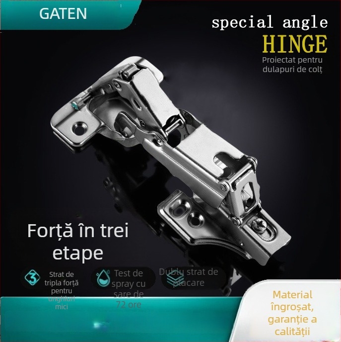 Guangdian balama hidraulică pentru uși din lemn și dulapuri, oțel laminat la rece nichelat, variante de 165/175/180 grade, balama de colț pentru dulapuri