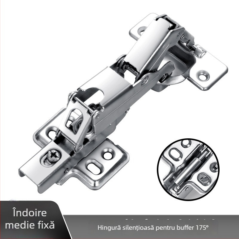 Guangdian balama hidraulică pentru uși din lemn și dulapuri, oțel laminat la rece nichelat, variante de 165/175/180 grade, balama de colț pentru dulapuri