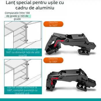 Balama pentru ușă de dulap, cadru din aluminiu, 180°, Lei Qi