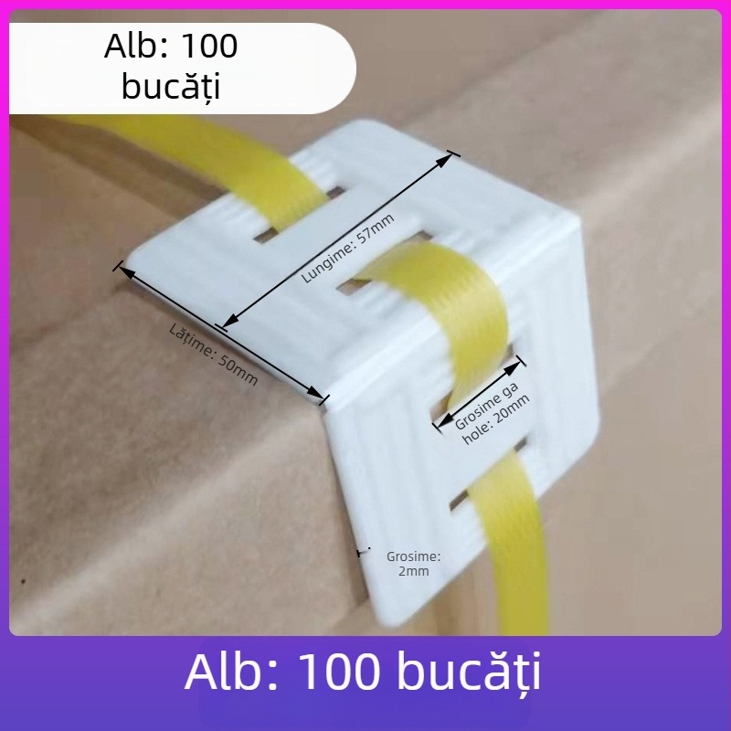 Protecții de colț pentru ambalare din PP cu catarame anti-derapare, pentru ambalare industrială — tipuri L20/L32, protecții de colț din hârtie 10 cm și 5 cm, stil greu 50 mm