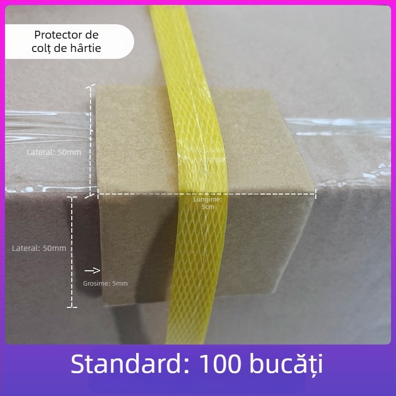 Protecții de colț pentru ambalare din PP cu catarame anti-derapare, pentru ambalare industrială — tipuri L20/L32, protecții de colț din hârtie 10 cm și 5 cm, stil greu 50 mm