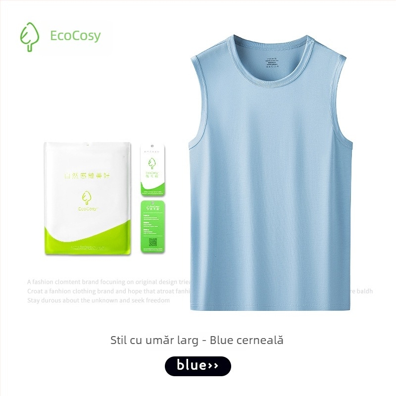 Top bărbați fără mâneci, spate încrucișat, Yuke Silk, 70% viscose, croială mulata, luciu de mătase