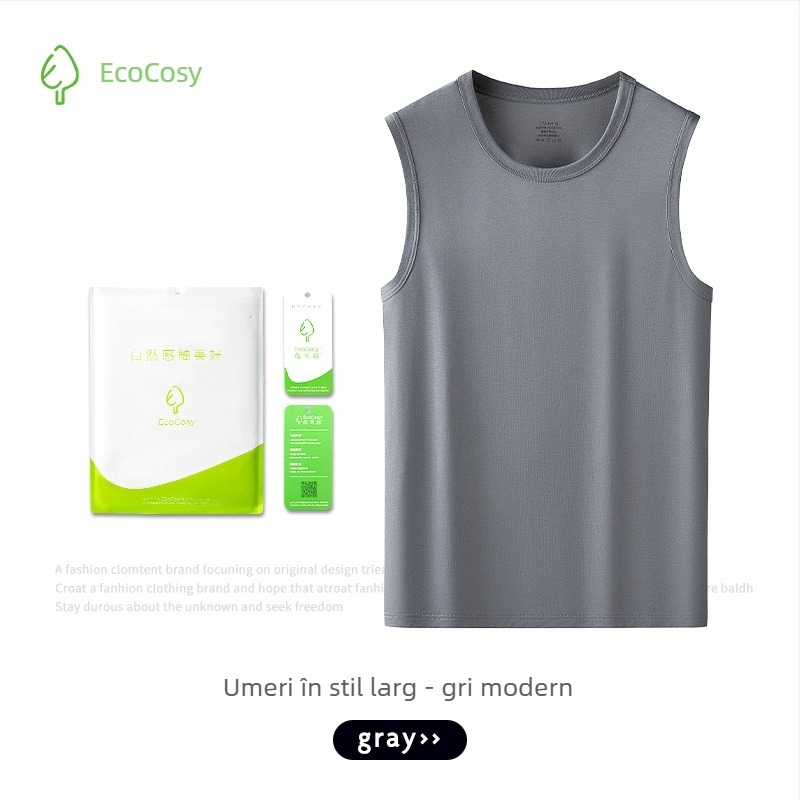 Top bărbați fără mâneci, spate încrucișat, Yuke Silk, 70% viscose, croială mulata, luciu de mătase