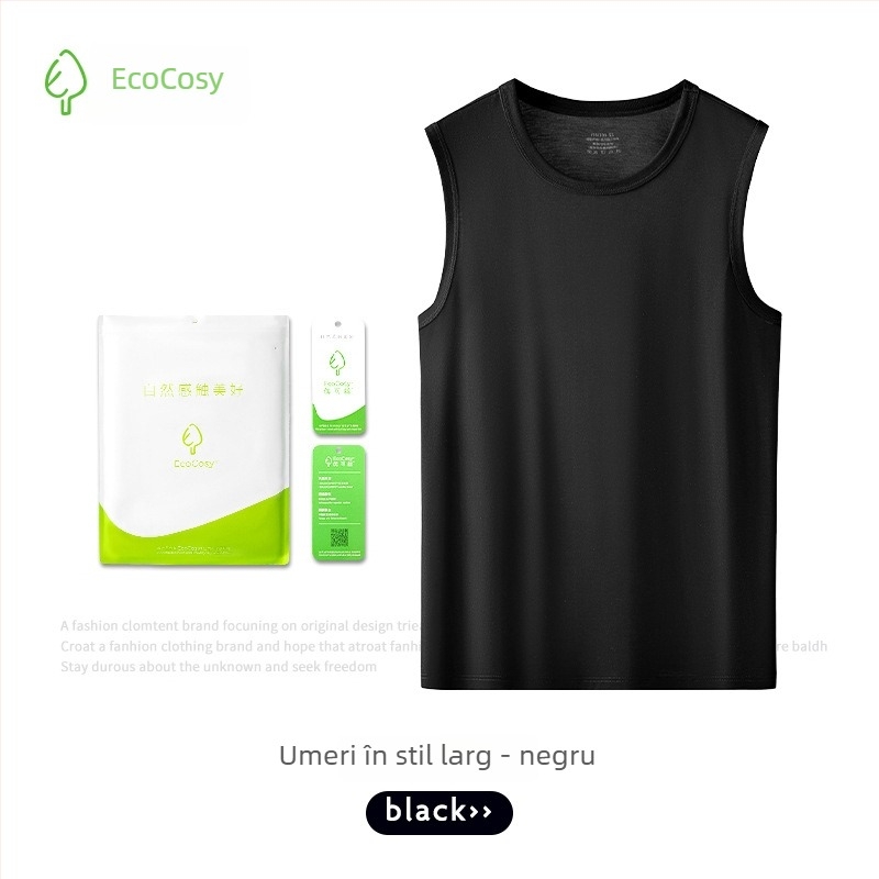 Top bărbați fără mâneci, spate încrucișat, Yuke Silk, 70% viscose, croială mulata, luciu de mătase