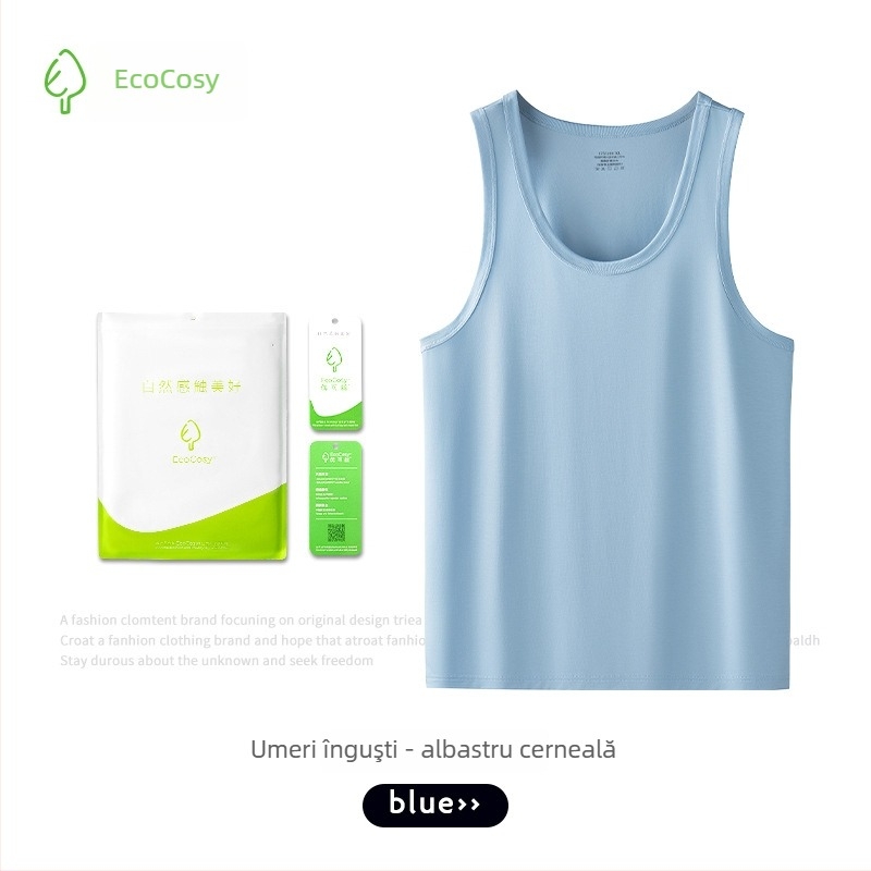 Top bărbați fără mâneci, spate încrucișat, Yuke Silk, 70% viscose, croială mulata, luciu de mătase