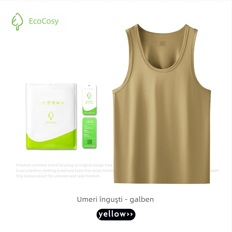 Top bărbați fără mâneci, spate încrucișat, Yuke Silk, 70% viscose, croială mulata, luciu de mătase