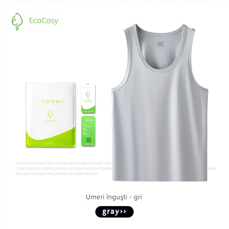 Top bărbați fără mâneci, spate încrucișat, Yuke Silk, 70% viscose, croială mulata, luciu de mătase