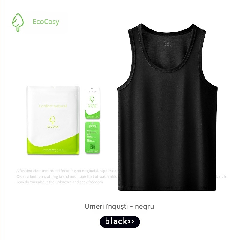 Top bărbați fără mâneci, spate încrucișat, Yuke Silk, 70% viscose, croială mulata, luciu de mătase