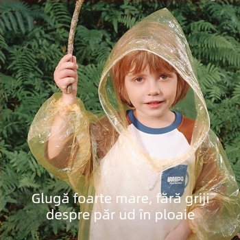 Poncho de ploaie pentru copii, de unică folosință, din rezină PE, portabil pentru călătorii