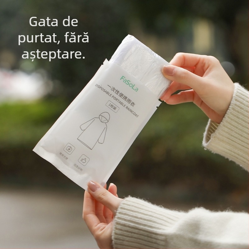FaSoLa Pelerină de ploaie de unică folosință pentru adulți, transparentă, îngroșată, portabilă, pentru 1 persoană