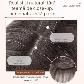 Perucă completă pentru femei, aspect natural, bob scurt cu breton drept, fibre sintetice rezistente la căldură