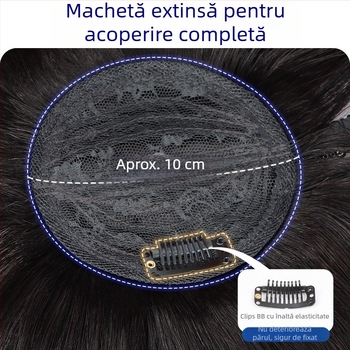 Piesă de perucă din păr real – bandă pentru cap cu cristale, păr drept, înlocuire într-un singur fragment, poate fi vopsită
