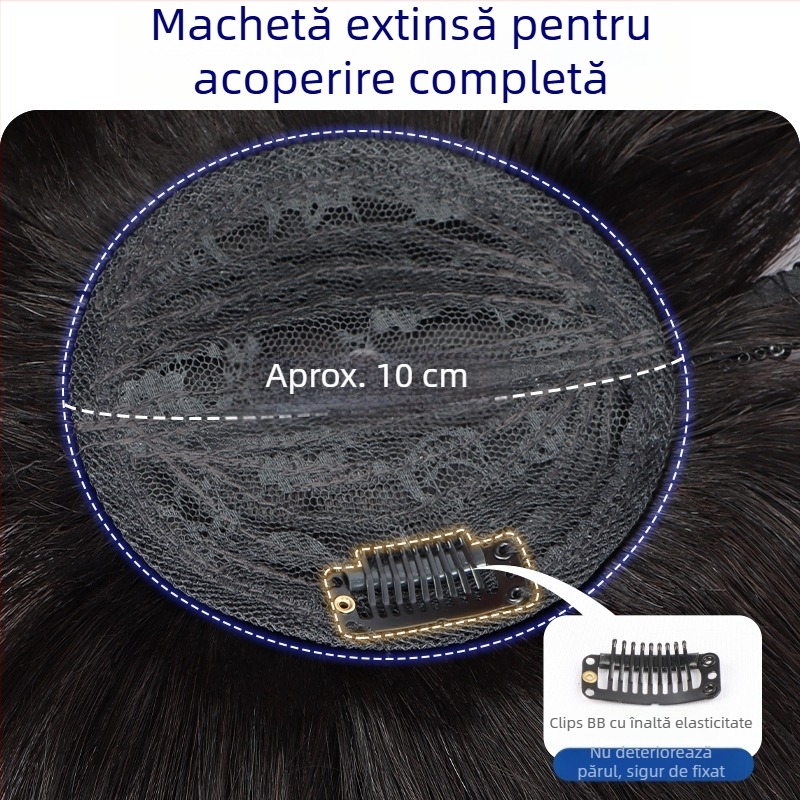 Piesă de perucă din păr real – bandă pentru cap cu cristale, păr drept, înlocuire într-un singur fragment, poate fi vopsită