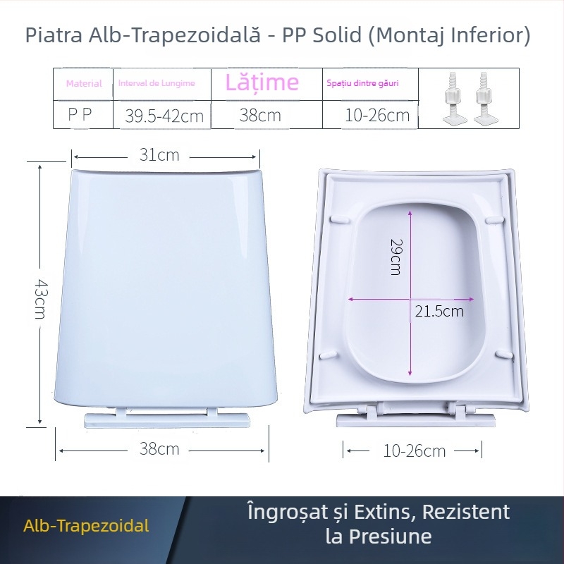 Capac de toaletă trapezoidal, tip scară, din placă PP, distanța între găuri reglabilă 10–25,5 mm, stil modern minimalist