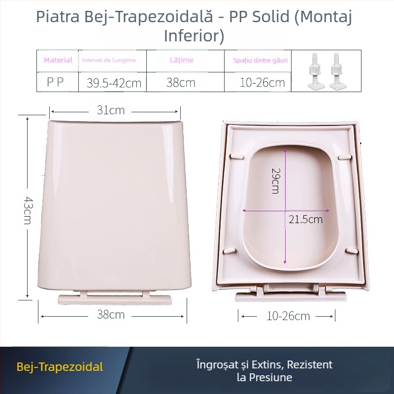 Capac de toaletă trapezoidal, tip scară, din placă PP, distanța între găuri reglabilă 10–25,5 mm, stil modern minimalist