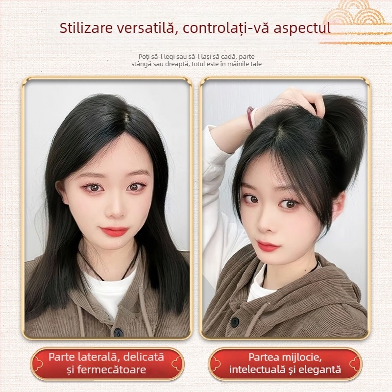 Perucă din păr uman real Qiao Xi pentru femei – ușoară, subțire, țesut manual, drept, colorabilă