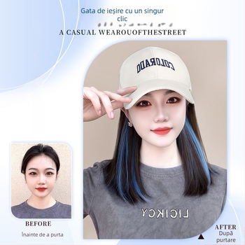 Șapcă-perucă integrată pentru femei, plasă respirabilă, design subțire, păr scurt drept, model AT1034, mătase rezistentă la temperaturi înalte, 205 g, Nu poate fi vopsită