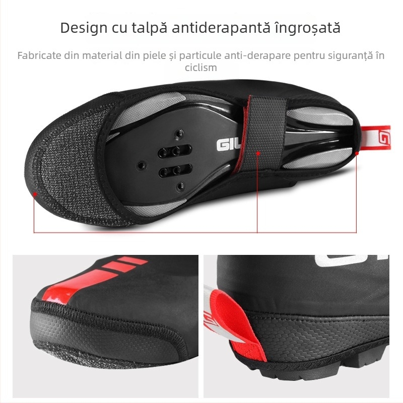 Acoperiți pentru încălțăminte pentru biciclete montane și de drum – rezistenți la praf, vânt și apă, căptușiți cu fleece pentru căldură, material PU gumă, brand Meilong