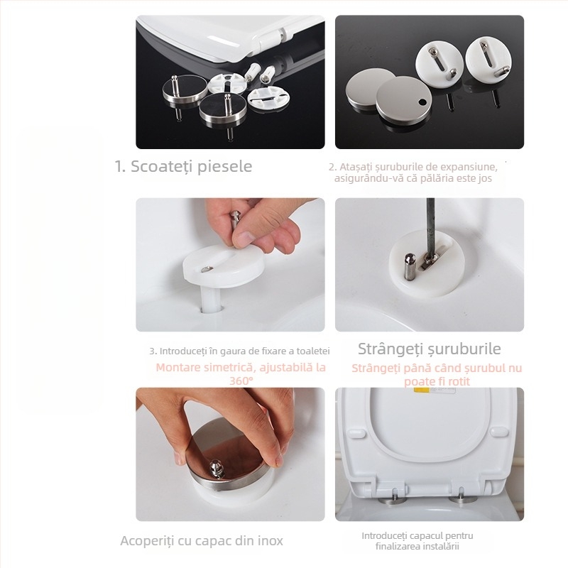 Capac de toaletă pentru adulți și copii, dublu utilizare, material placă PP, amortizor, distanța dintre găuri reglabilă 10–20 cm, OEM