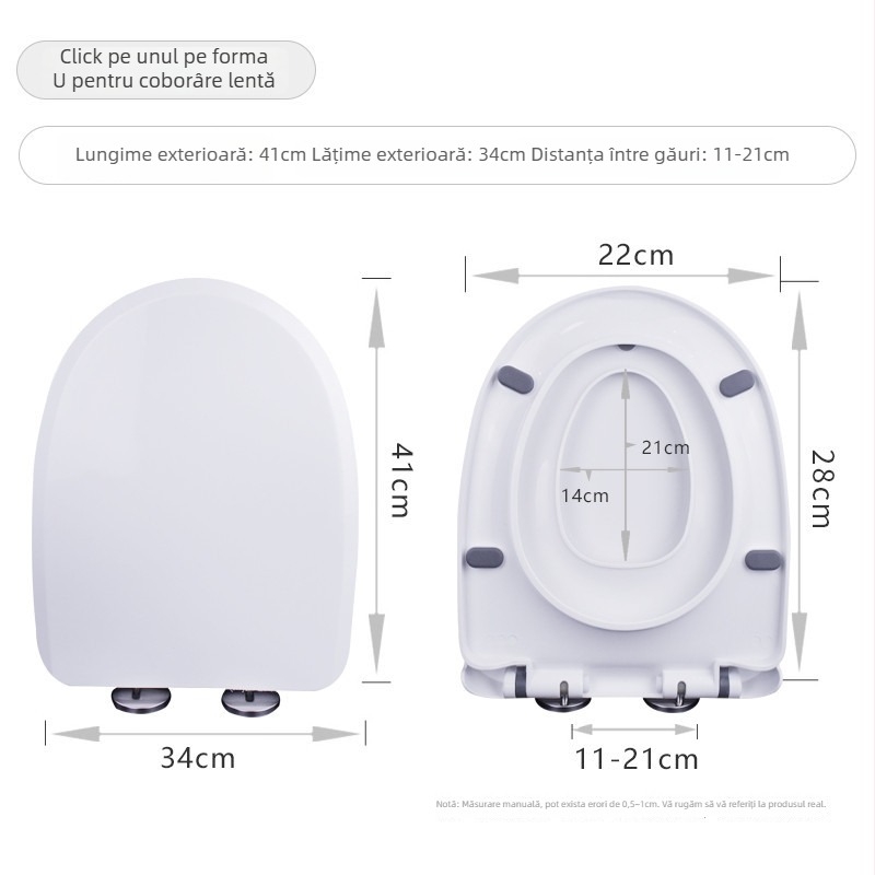 Capac de toaletă pentru adulți și copii, dublu utilizare, material placă PP, amortizor, distanța dintre găuri reglabilă 10–20 cm, OEM