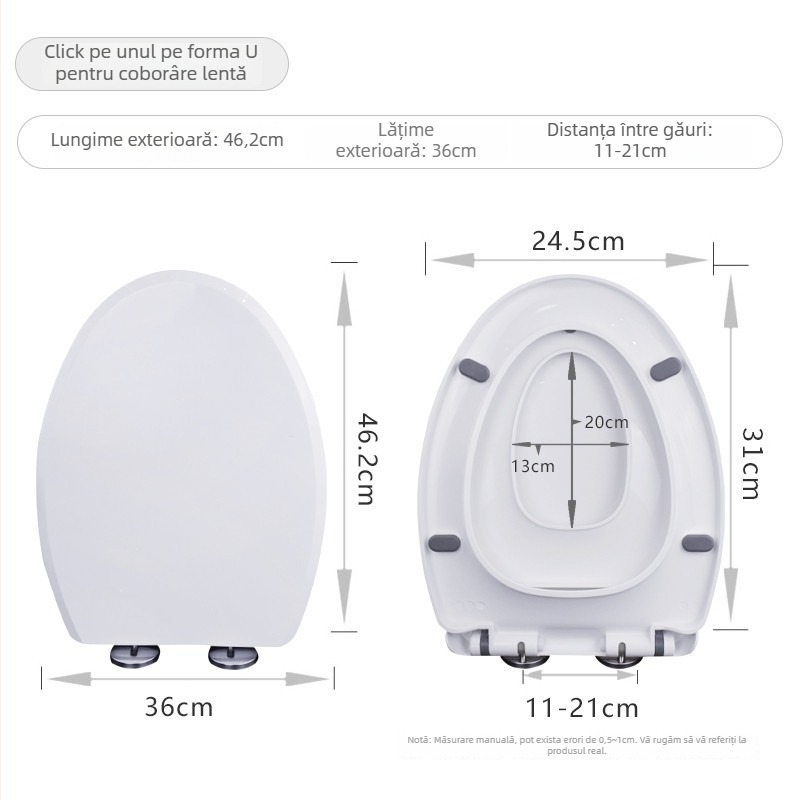 Capac de toaletă pentru adulți și copii, dublu utilizare, material placă PP, amortizor, distanța dintre găuri reglabilă 10–20 cm, OEM