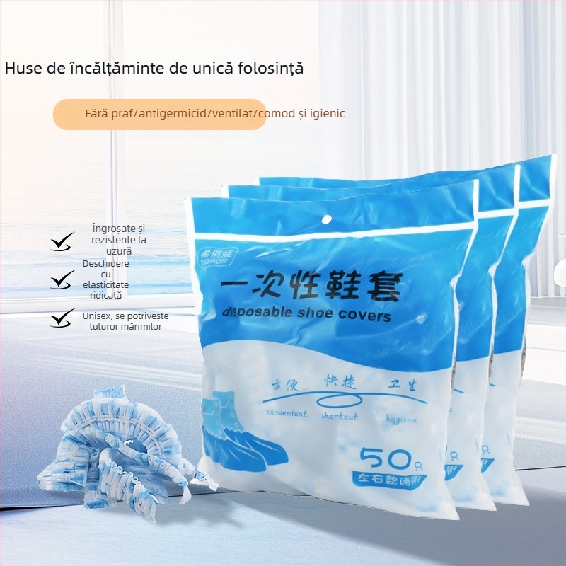 Capace de pantofi de unică folosință pentru interior, din material nețesut, antiderapante, model Bear Head HAPPY, grosime 2 g, pentru adulți