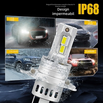 Lumină de ceață LED pentru faruri – compact inline, corp din aluminiu, 12V, modele H1/H3/H4/H7/H8/9005, sursă de lumină 3570, durată de viață 50000 h