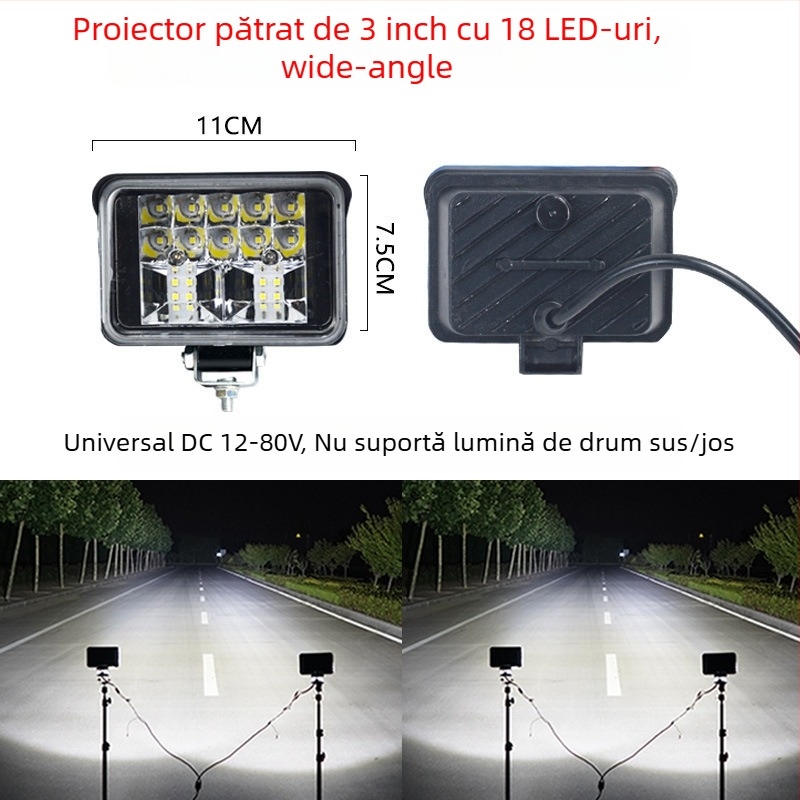 LED far pentru tractor electric și vehicul cu patru roți — 12-80V, luminozitate înaltă, fascicul lung și scurt