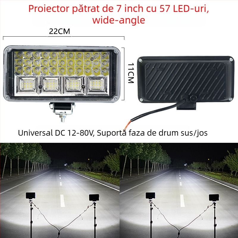LED far pentru tractor electric și vehicul cu patru roți — 12-80V, luminozitate înaltă, fascicul lung și scurt