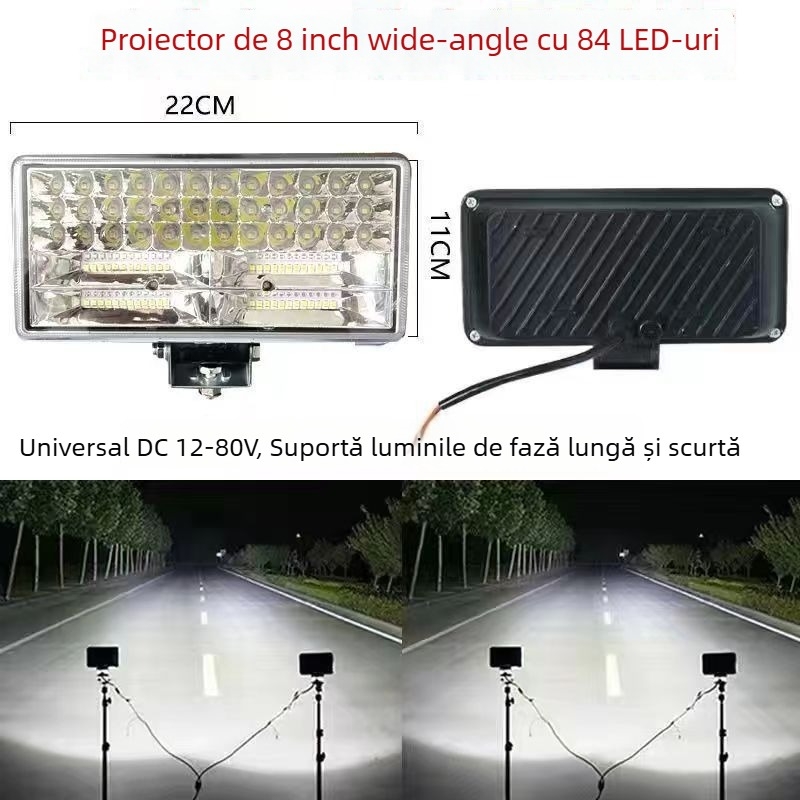 LED far pentru tractor electric și vehicul cu patru roți — 12-80V, luminozitate înaltă, fascicul lung și scurt