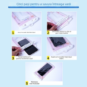 Geantă impermeabilă Cartoon pentru telefon, PVC, model cu dungi, țesătură impermeabilă, capacitate sub 6,5 L