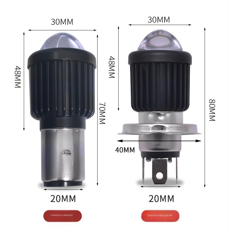 Far LED pentru motocicletă, vehicul electric și triciclu – universal 12V-85V, 12W, 3500lm, 4000K, carcasă din aluminiu