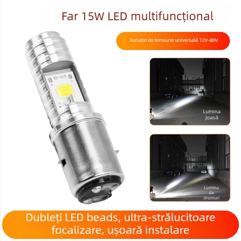 Far LED pentru motocicletă, vehicul electric și triciclu – universal 12V-85V, 12W, 3500lm, 4000K, carcasă din aluminiu