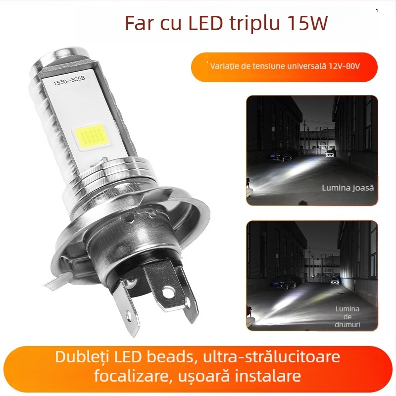 Far LED pentru motocicletă, vehicul electric și triciclu – universal 12V-85V, 12W, 3500lm, 4000K, carcasă din aluminiu