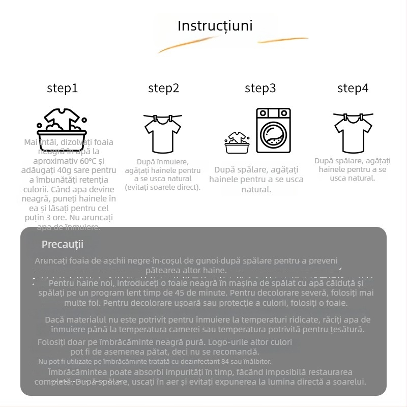 Tablete de înnegrire a hainelor, agent restaurator de înnegrire, 9,1 kg greutate brută, ambalaj de bază