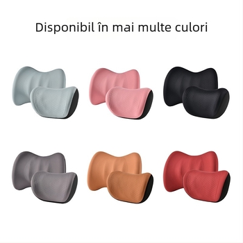 Set suporturi pentru cap și lombar pentru șofer și pasager, spumă cu gel memorie, husă din poliester